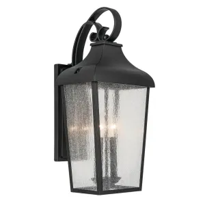 Forestdale 21 In 2-Lights Outdoor Wall Light With Clear Seeded Glass, Black