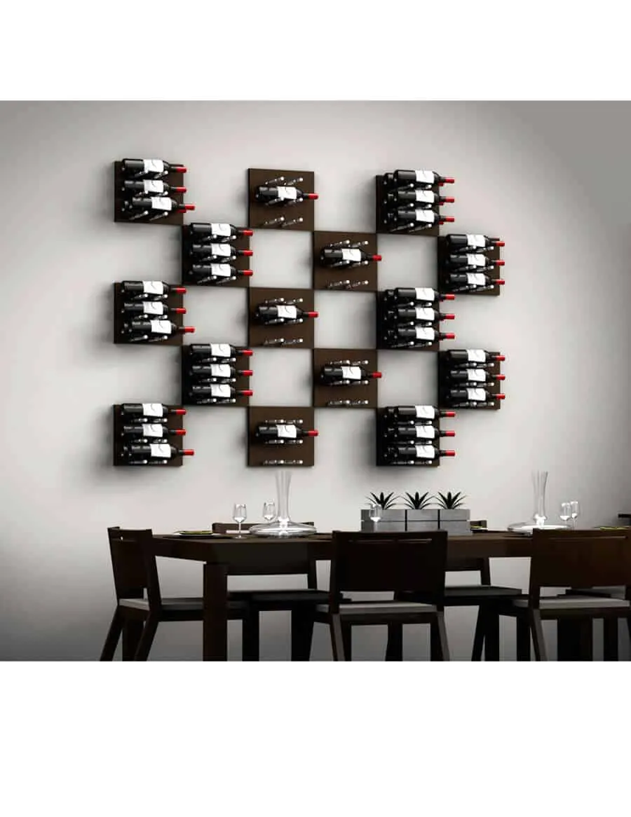 Fusion Wine Wall Panel (Label Forward) - Dark Finish (9 Bottles)