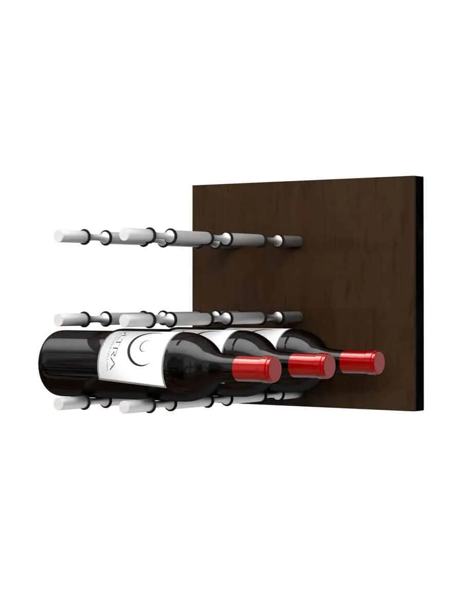 Fusion Wine Wall Panel (Label Forward) - Dark Finish (9 Bottles)