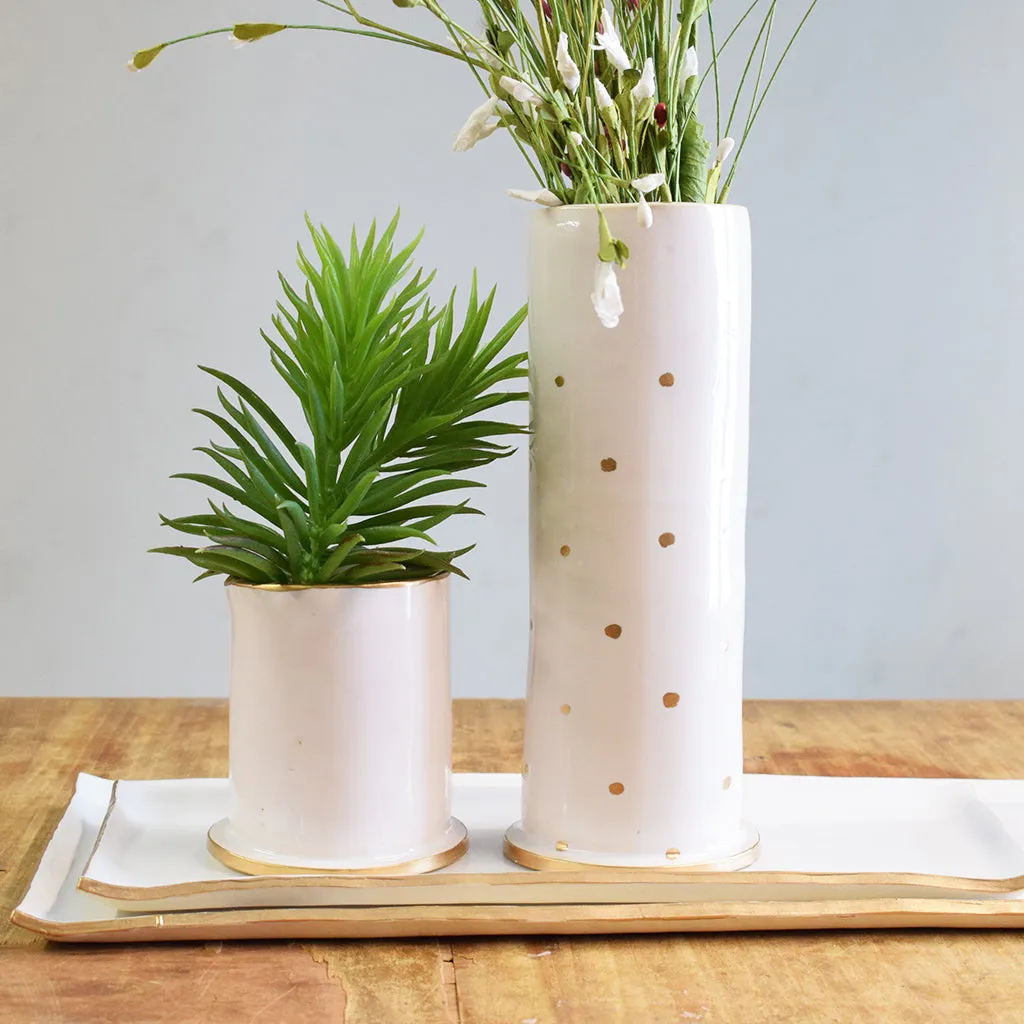 Gold and White  Small Rectangle Platter