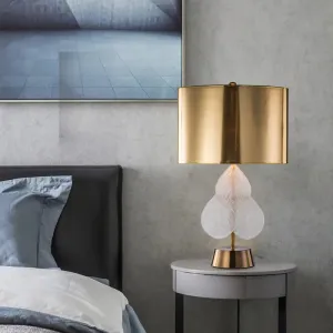 Gold Metal Drum Nightstand Lamp - Luxury Bedroom Lighting with 1 Bulb