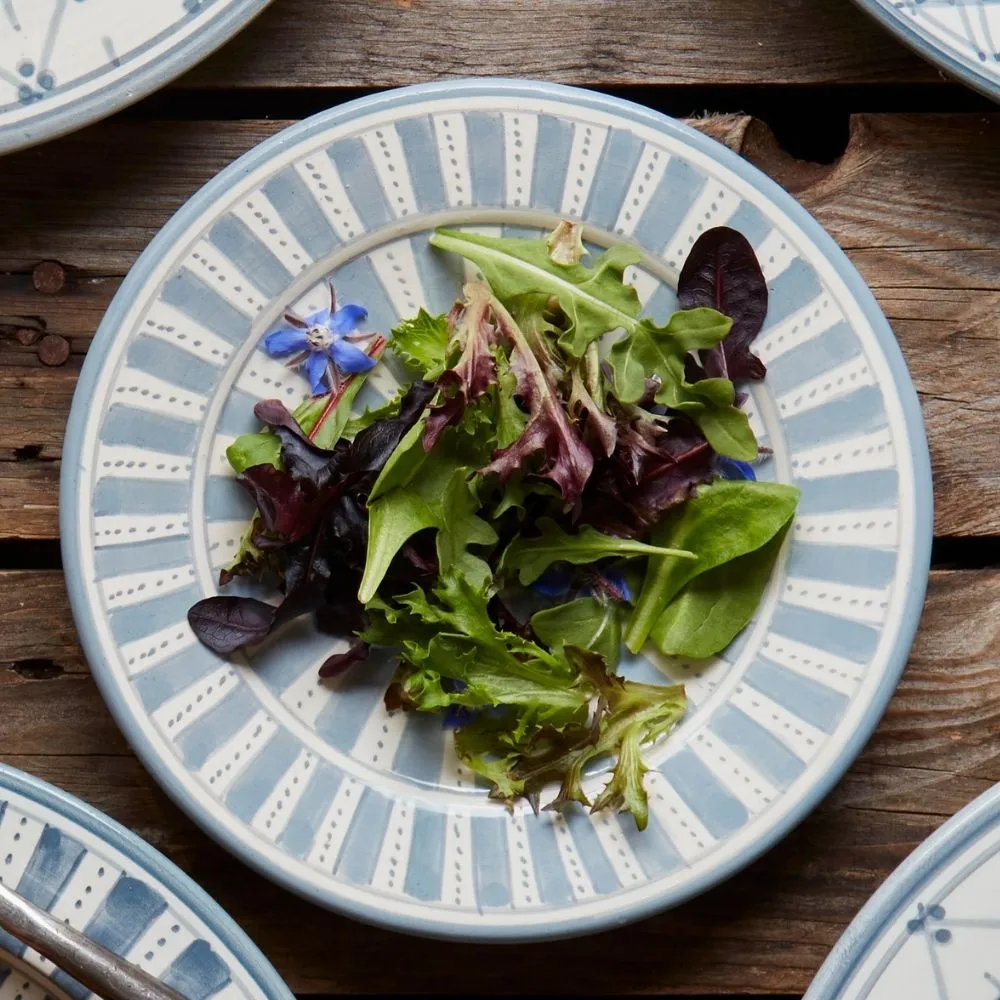 Gray Arabesque Ceramic Dinner Salad Plates Set