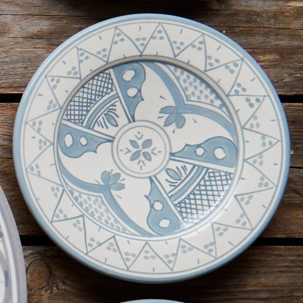 Gray Arabesque Ceramic Serving Platter Plates Set