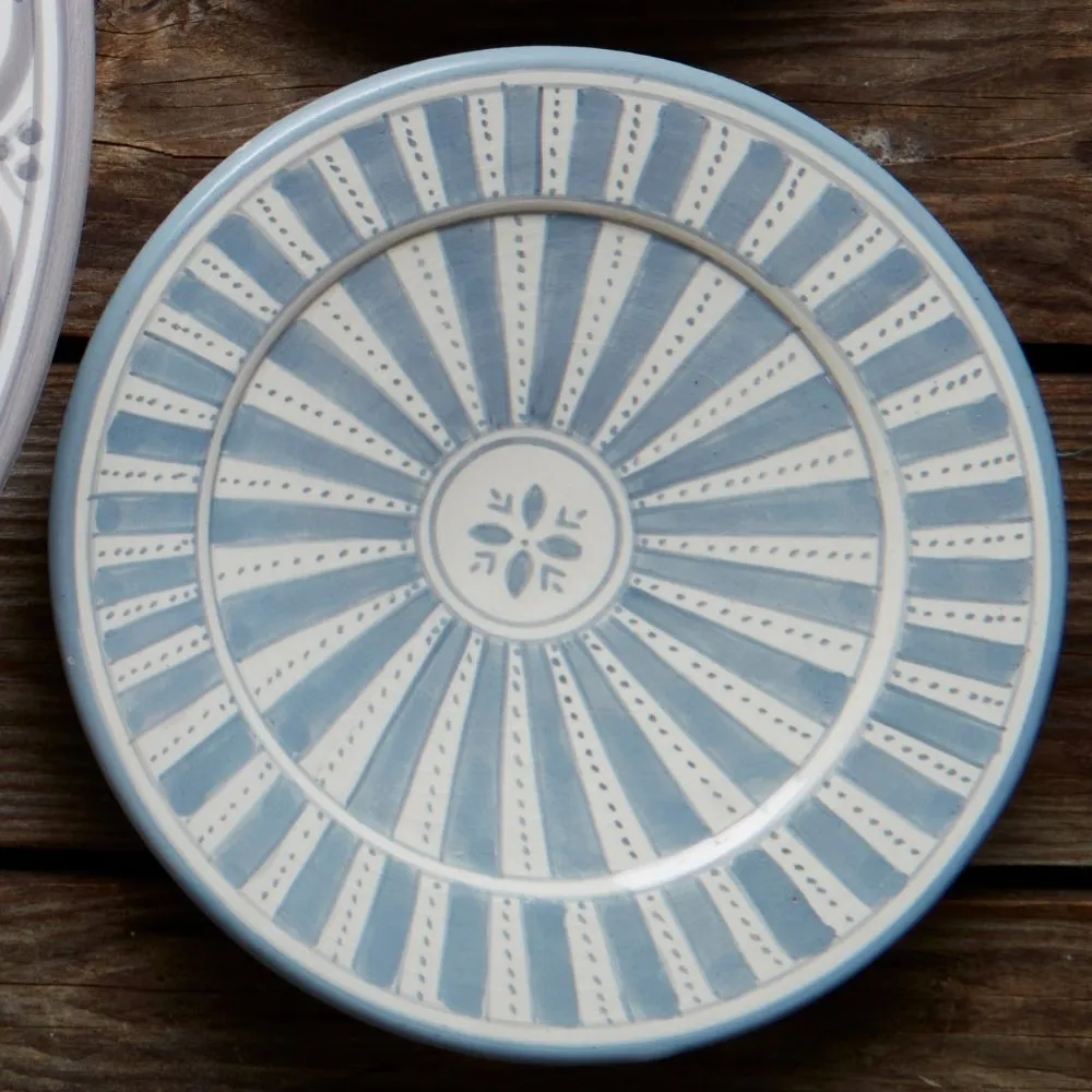 Gray Arabesque Ceramic Serving Platter Plates Set