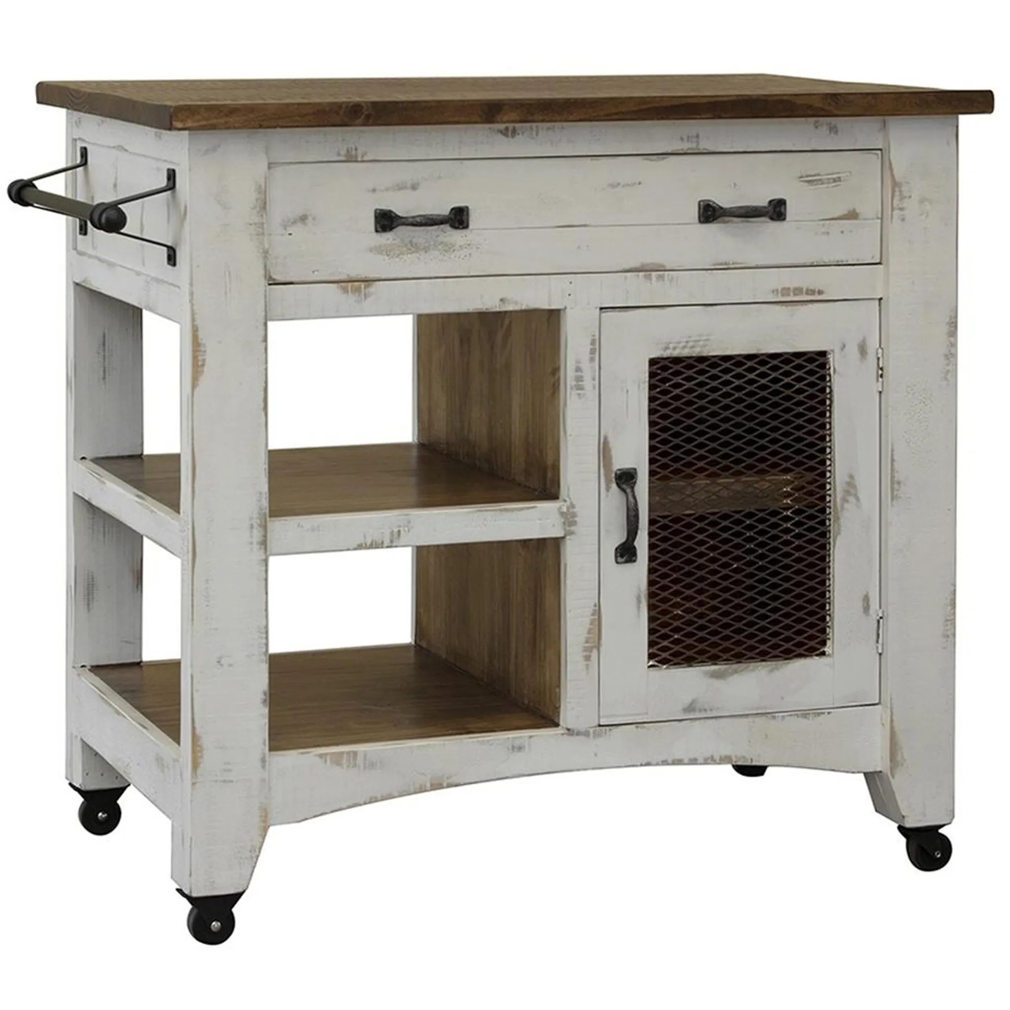 Greenview Kitchen Island - Distressed White - 39"