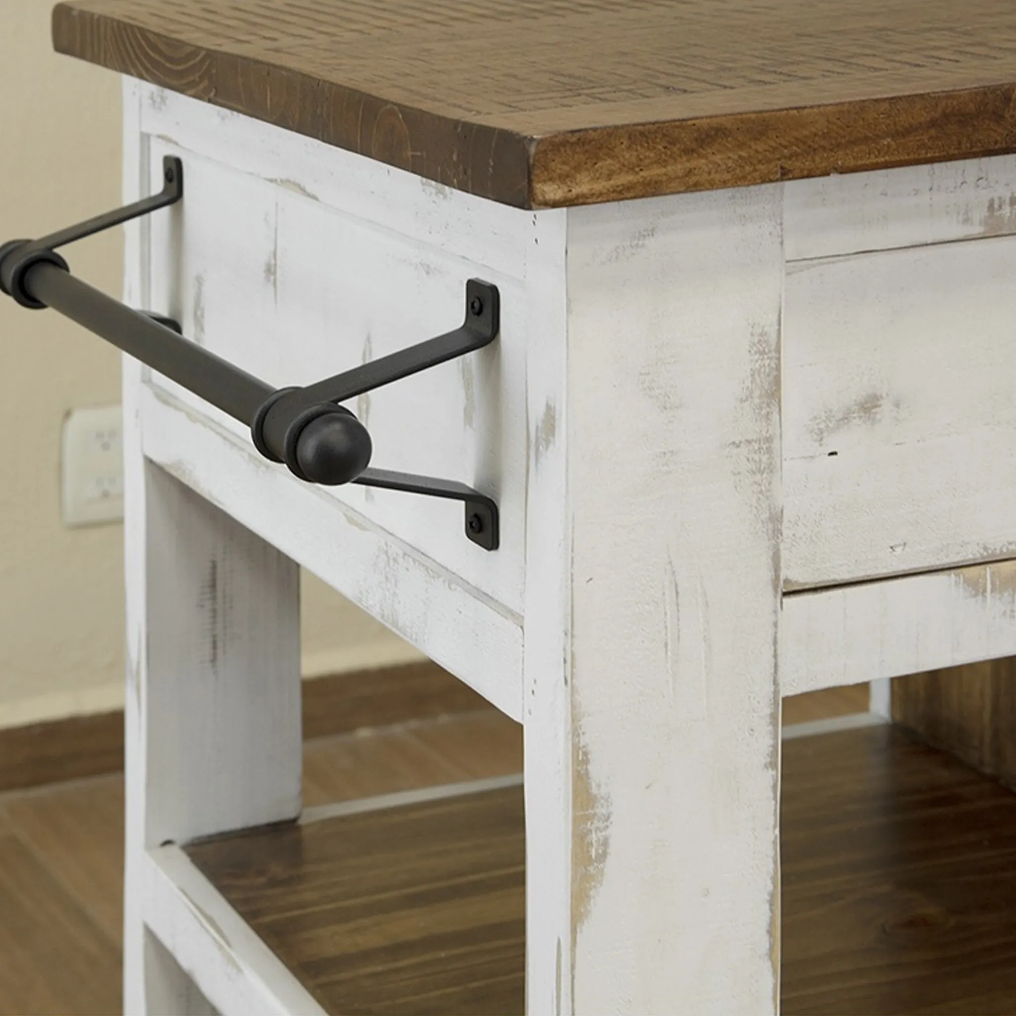 Greenview Kitchen Island - Distressed White - 39"