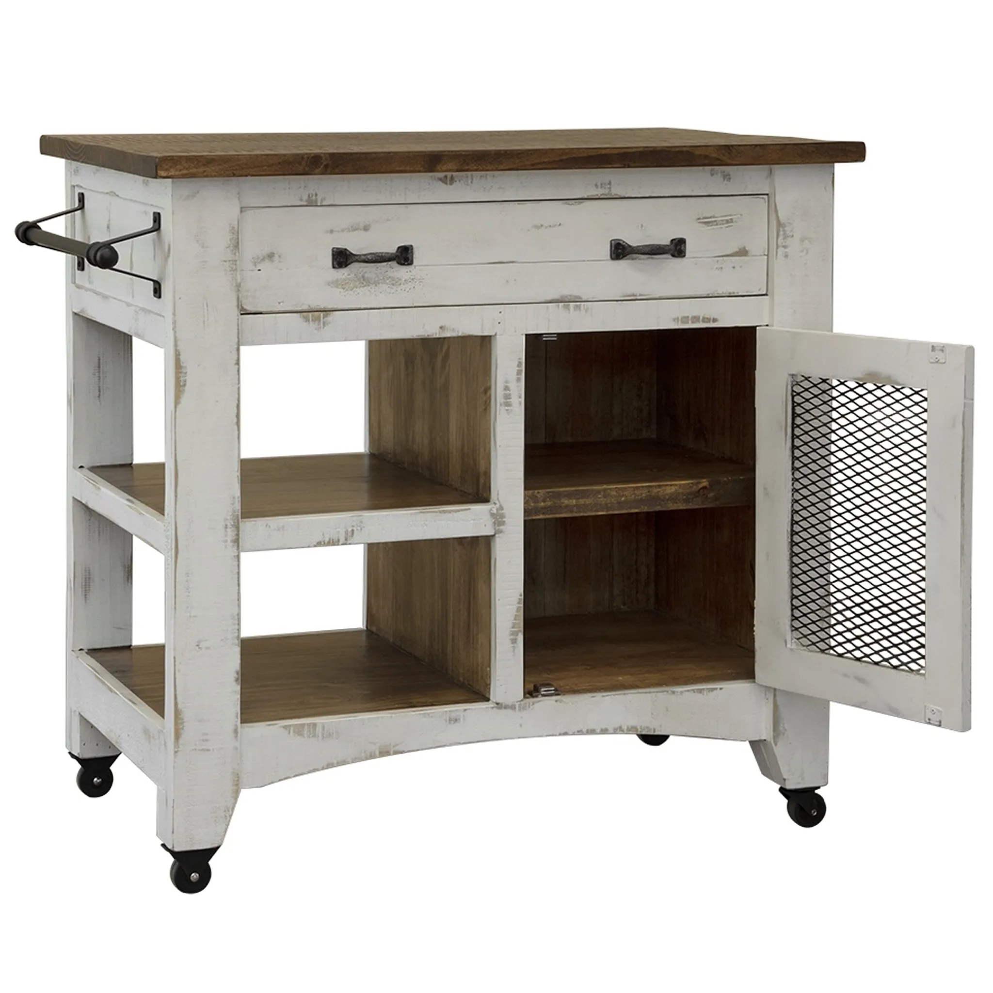 Greenview Kitchen Island - Distressed White - 39"