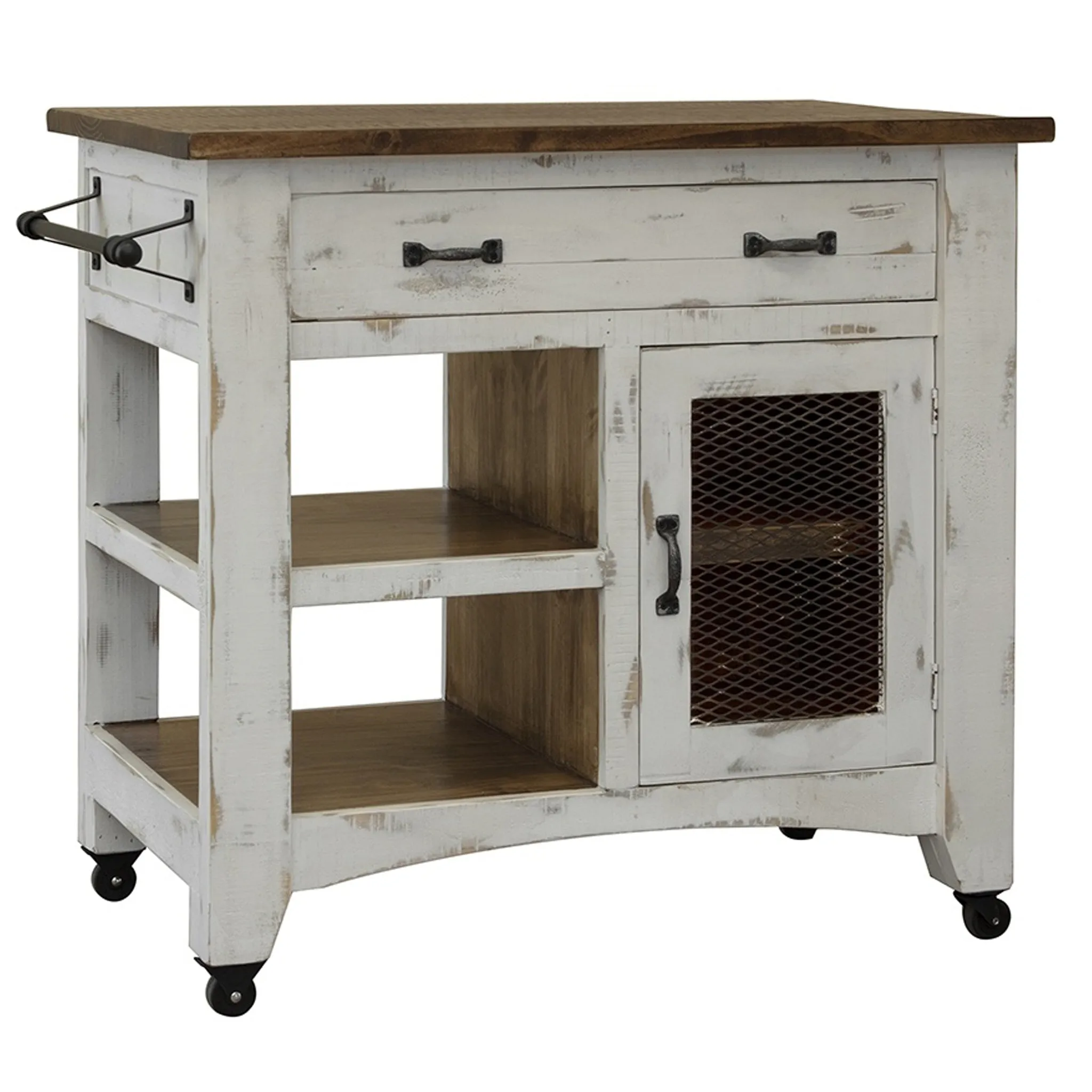 Greenview Kitchen Island - Distressed White - 39"