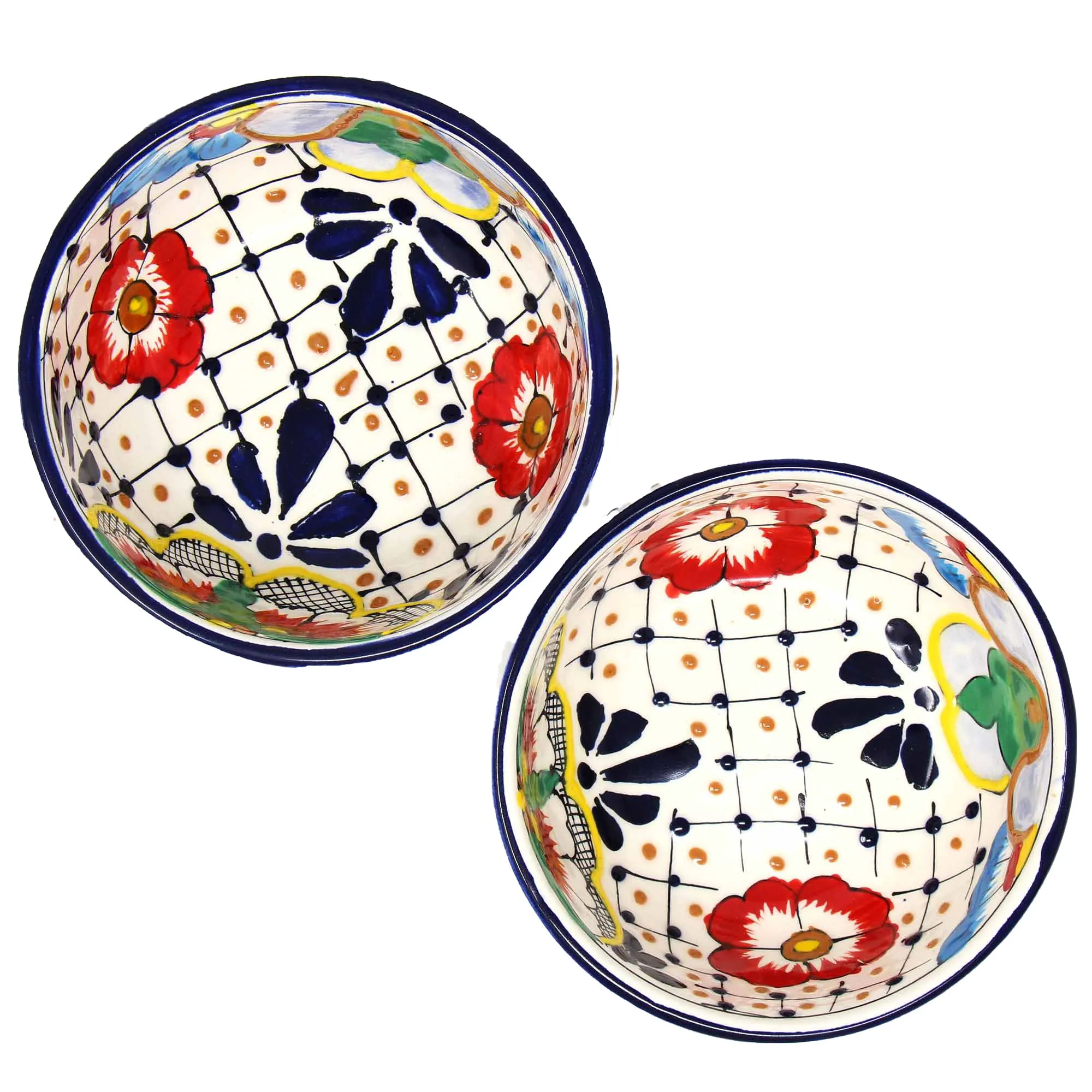 Half Moon Bowls Dots and Flowers, Set of Two Encantada