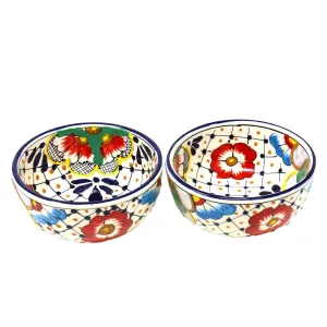 Half Moon Bowls Dots and Flowers, Set of Two Encantada