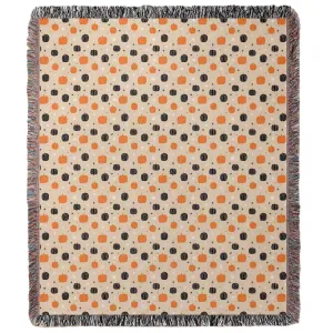 Halloween Boho Pumpkin Pattern 50" x 60" Gift Woven Jacquard Blanket