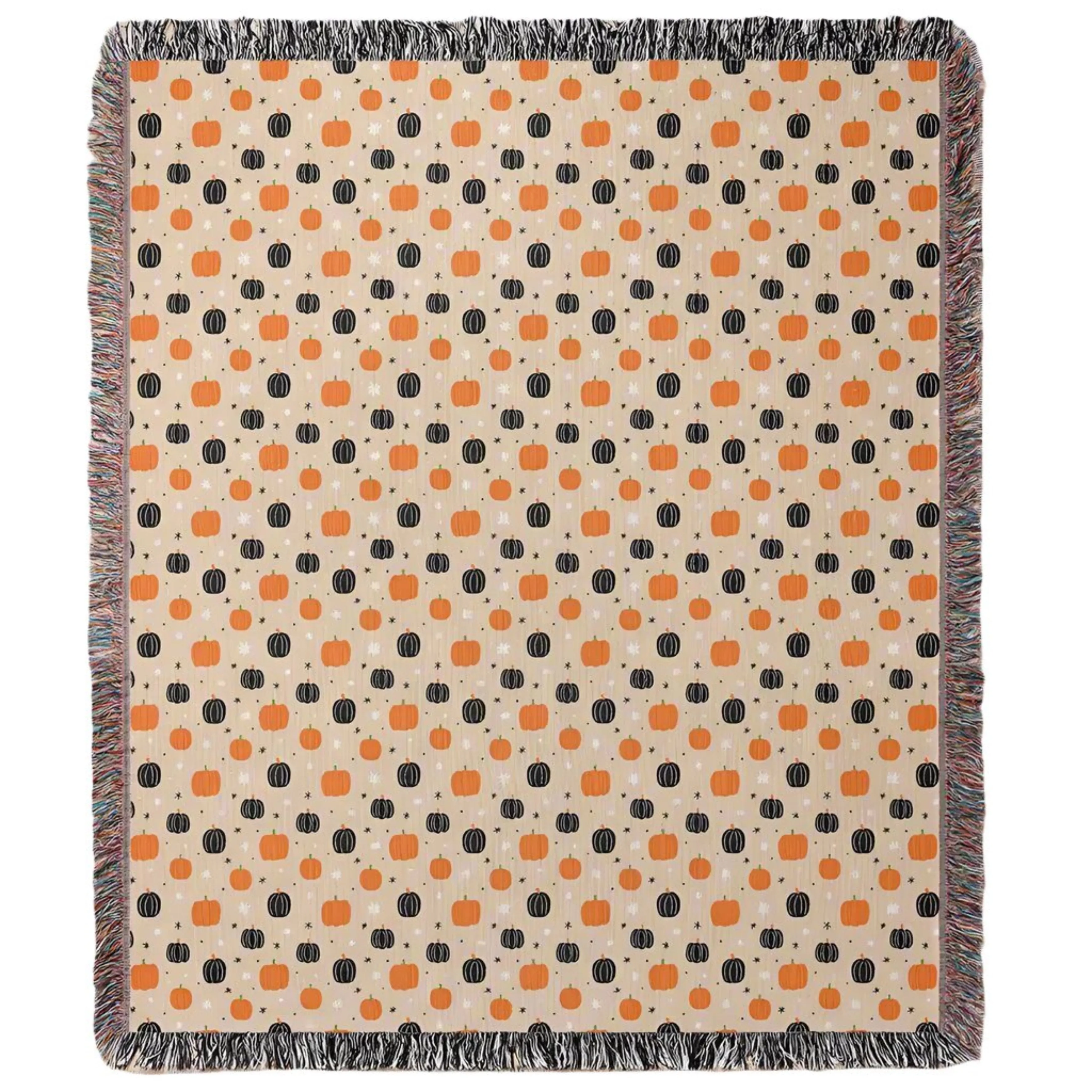 Halloween Boho Pumpkin Pattern 50" x 60" Gift Woven Jacquard Blanket