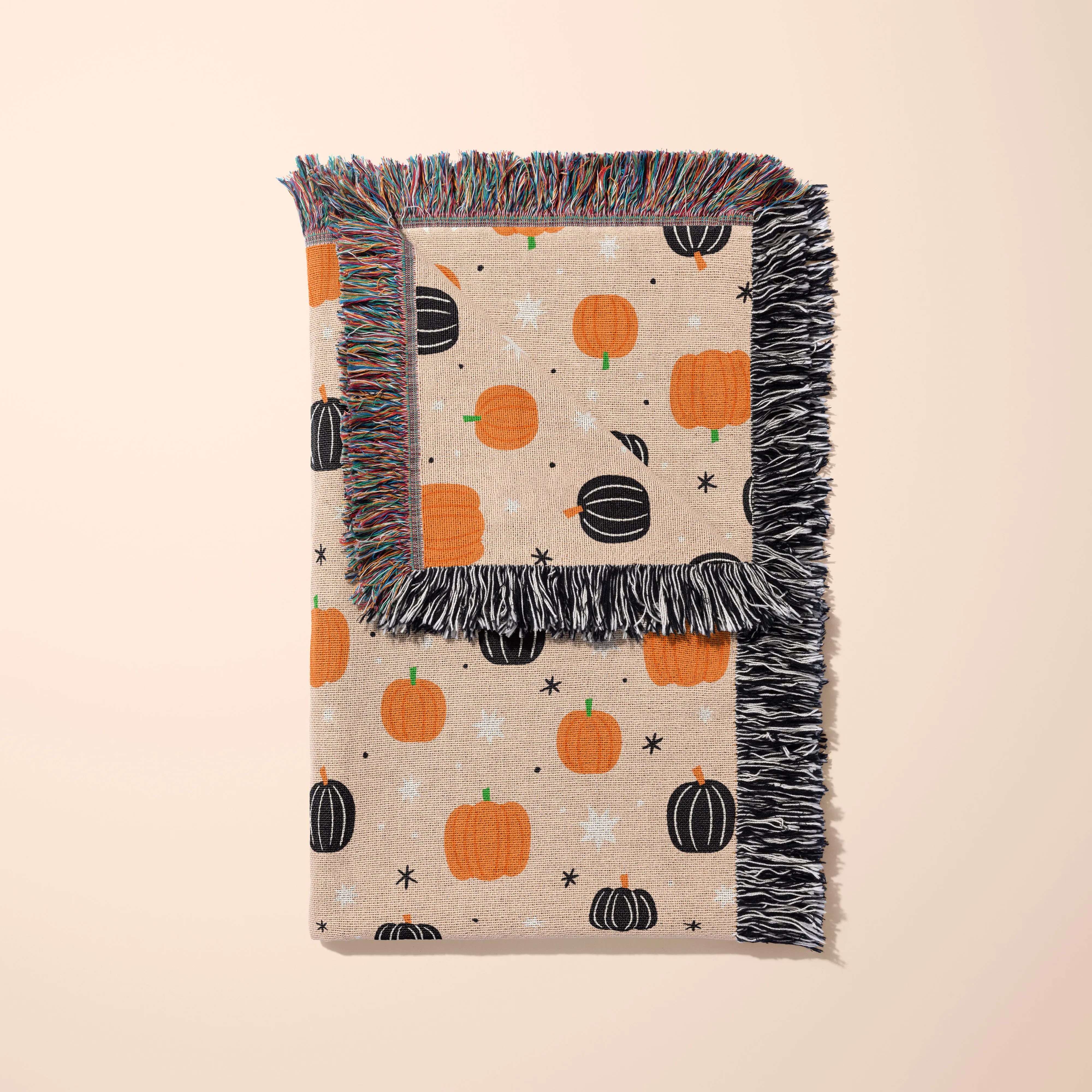 Halloween Boho Pumpkin Pattern 50" x 60" Gift Woven Jacquard Blanket