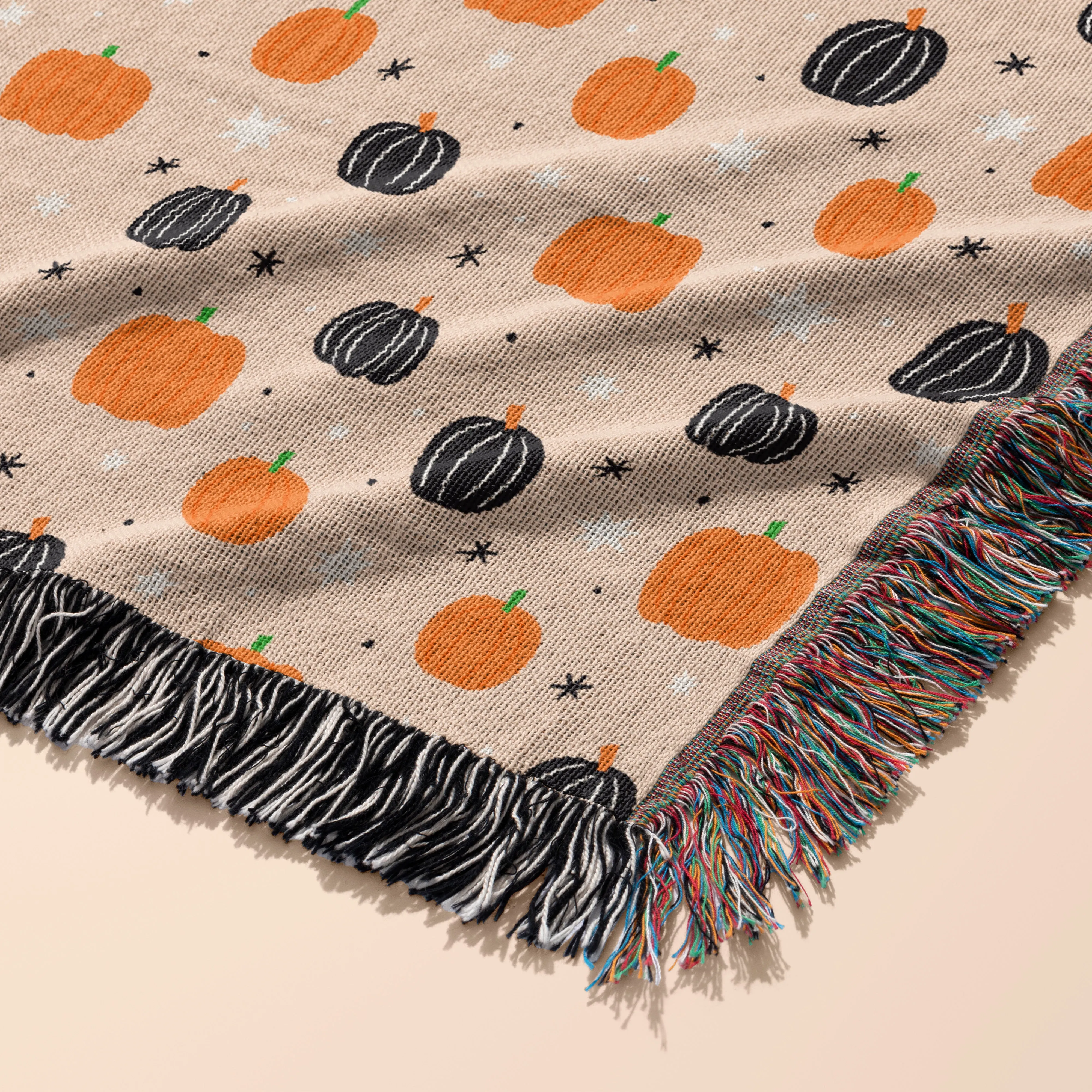 Halloween Boho Pumpkin Pattern 50" x 60" Gift Woven Jacquard Blanket