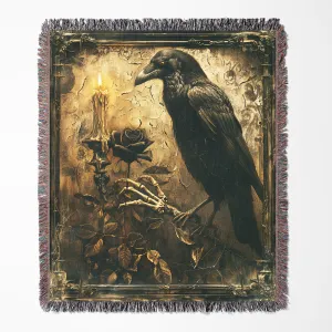 Halloween Gothic Raven Decoration 50" x 60" Gift Woven Jacquard Blanket