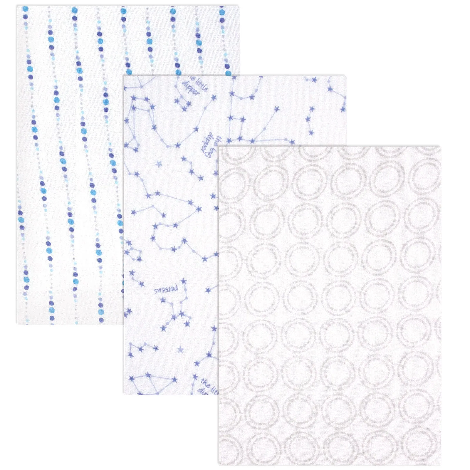 Hudson Baby Cotton Muslin Swaddle Blankets, Blue Constellation