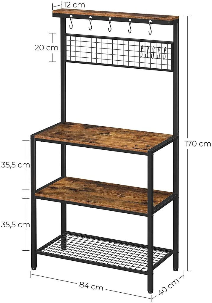 Industrial Baker's Rack Kitchen Unit w/ Storage Shelves