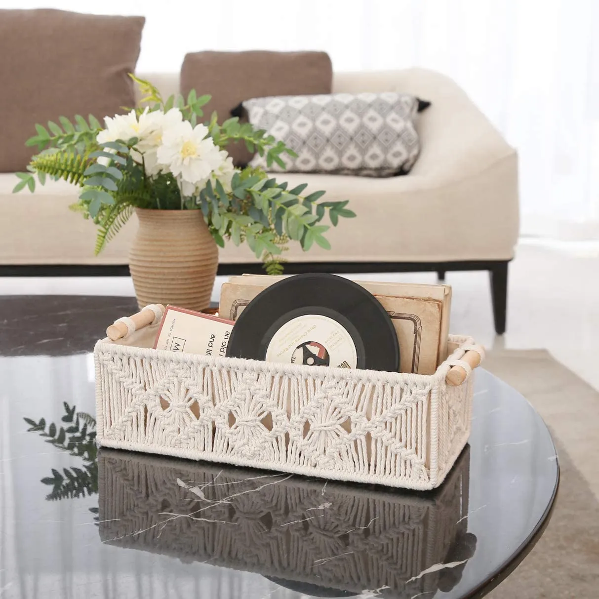 Ivory Macrame Storage Baskets