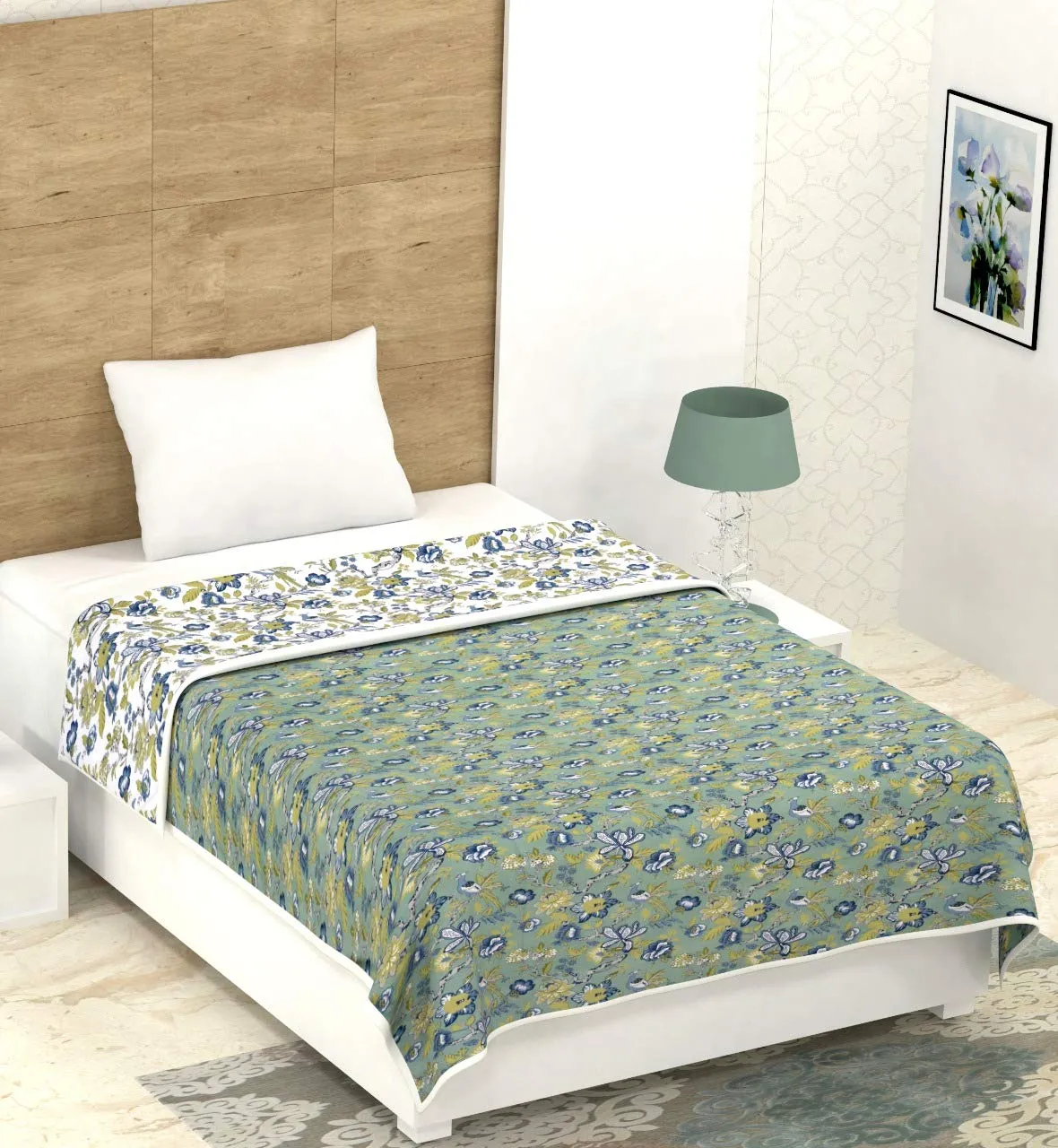 Jinaya's Reversible 3 Layer Cotton Printed Dohar/A/c Blanket/Quilt (Single Bed (60"x90"))