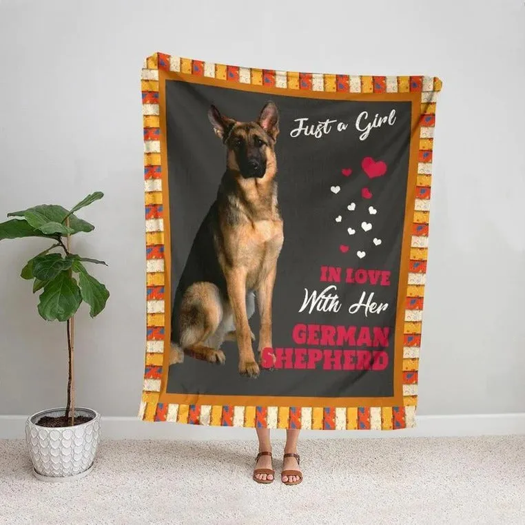 Just a girl in love with her german shephered Blanket Gift For german shephered dog Lovers Birthday Gift Home Decor Bedding Couch Sofa Soft And Comfy Cozy