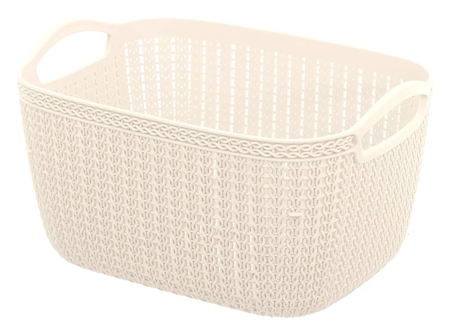 Kuber Industries Plastic 2 Pieces Multipurpose Large Size Flexible Storage Baskets/Fruit Vegetable Bathroom Stationary Home Basket with Handles (Cream) -CTKTC42902