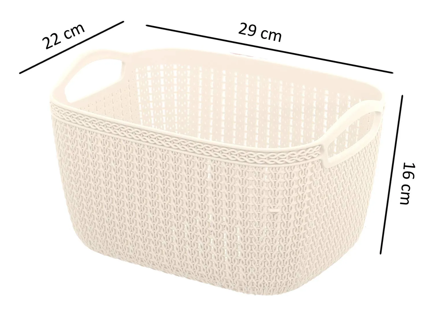 Kuber Industries Plastic 2 Pieces Multipurpose Large Size Flexible Storage Baskets/Fruit Vegetable Bathroom Stationary Home Basket with Handles (Cream) -CTKTC42902