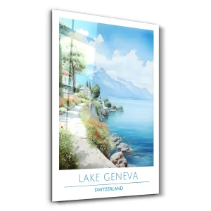 Lake Geneva Switzerland-Travel Posters | Glass Wall Art