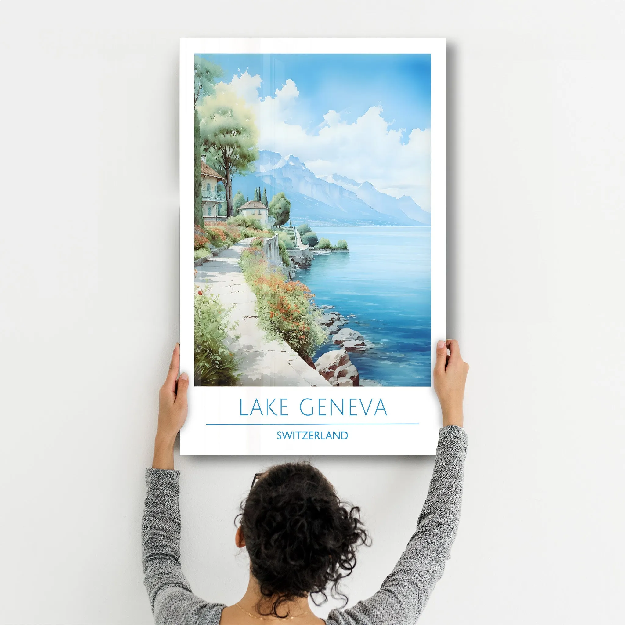 Lake Geneva Switzerland-Travel Posters | Glass Wall Art