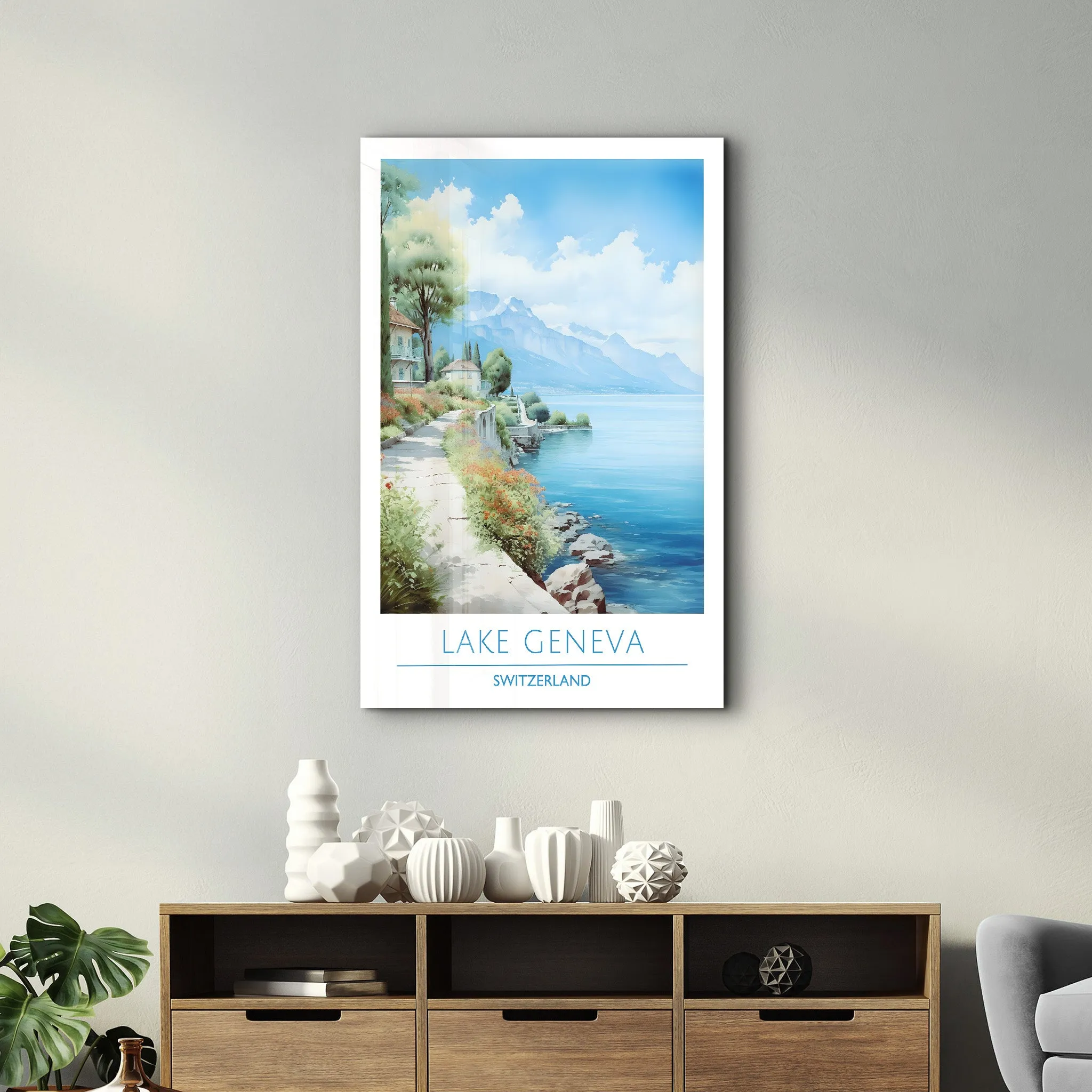 Lake Geneva Switzerland-Travel Posters | Glass Wall Art