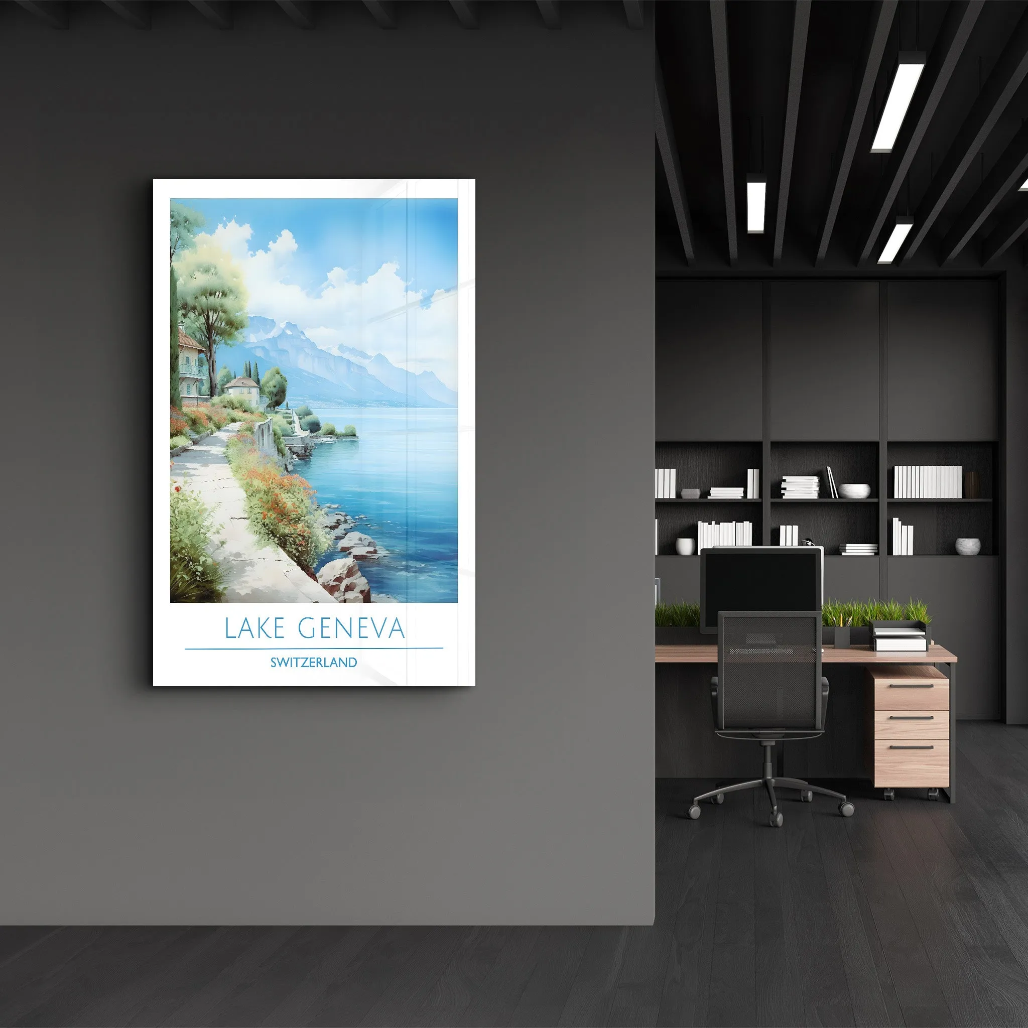 Lake Geneva Switzerland-Travel Posters | Glass Wall Art