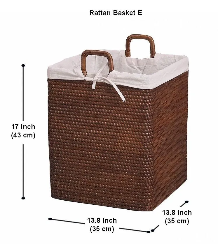 Large Rattan Storage Baskets, Storage Baskets for Bathroom, Rectangular Storage Baskets, Storage Basket with Lid, Storage Baskets for Clothes