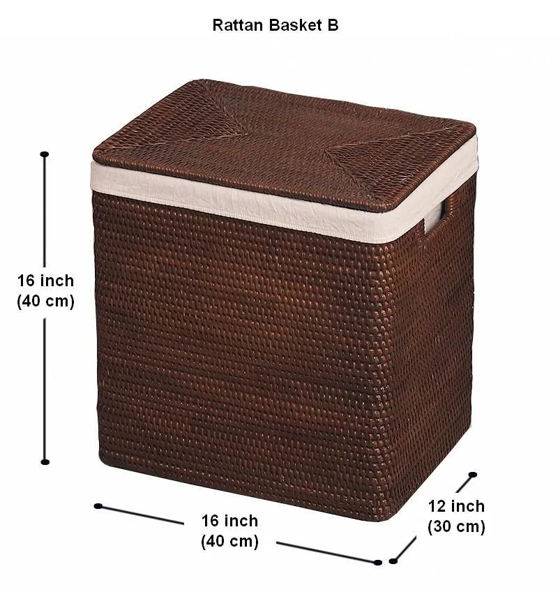 Large Rattan Storage Baskets, Storage Baskets for Bathroom, Rectangular Storage Baskets, Storage Basket with Lid, Storage Baskets for Clothes