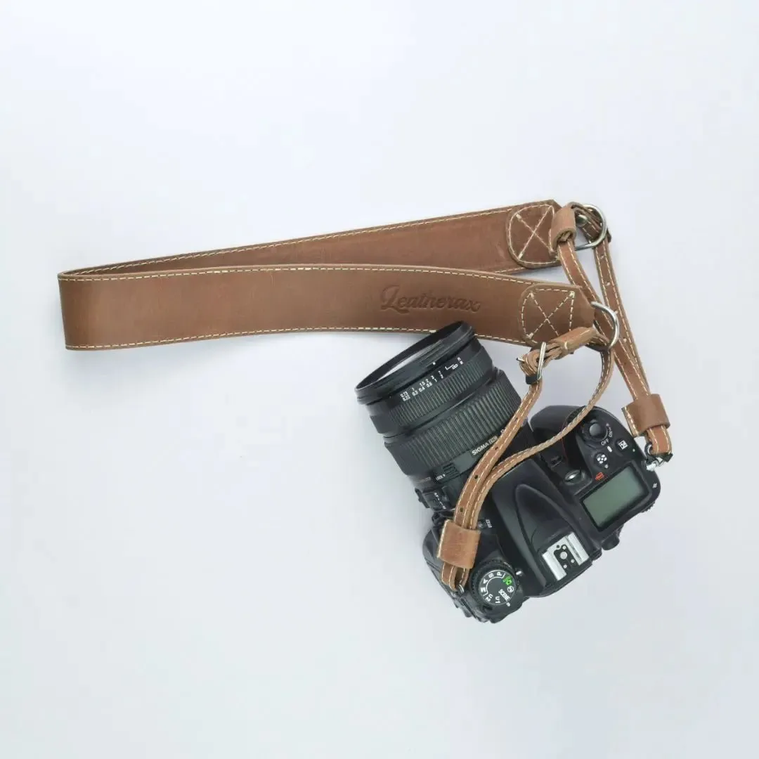 Leather Camera Strap Chestnut Brown