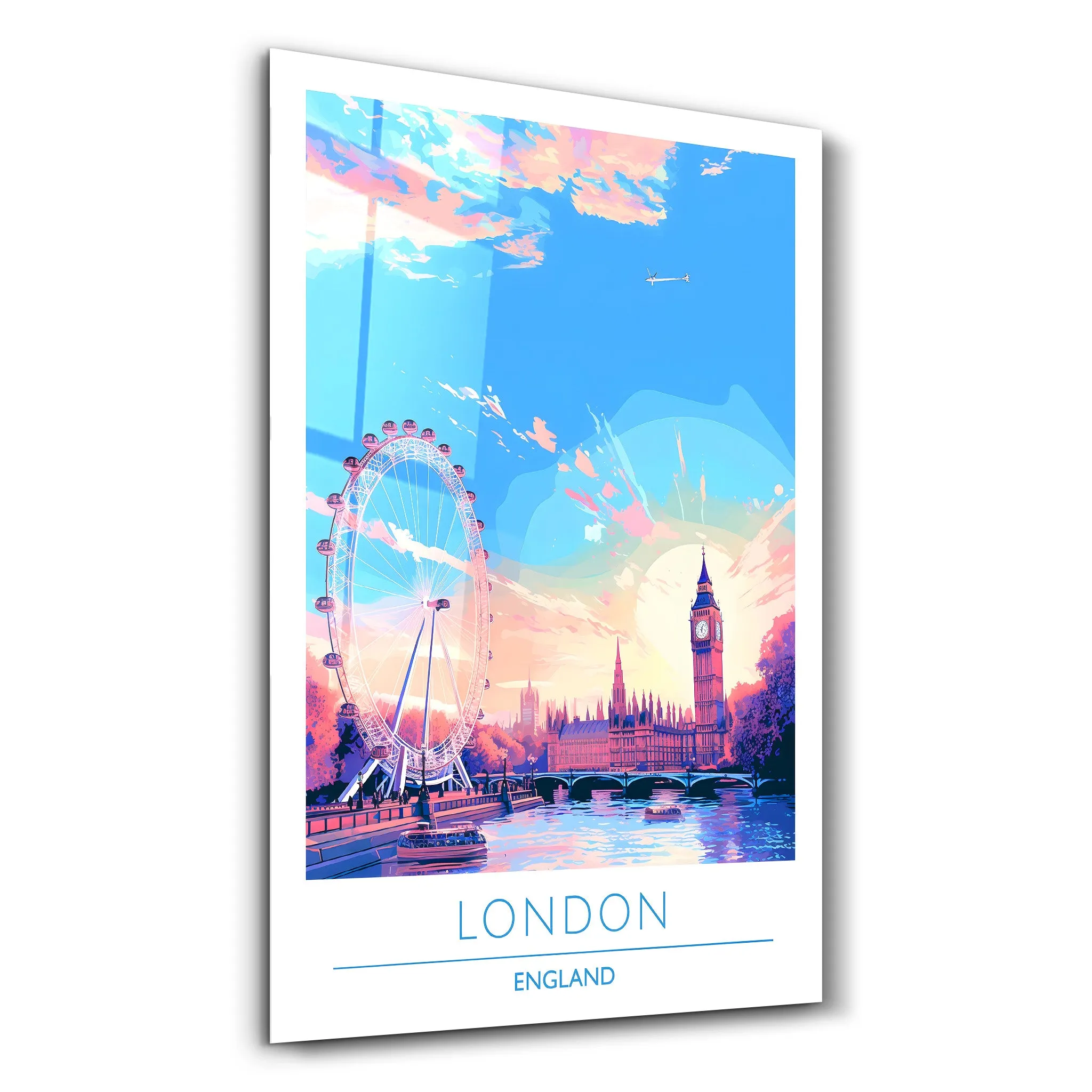 London England-Travel Posters | Glass Wall Art