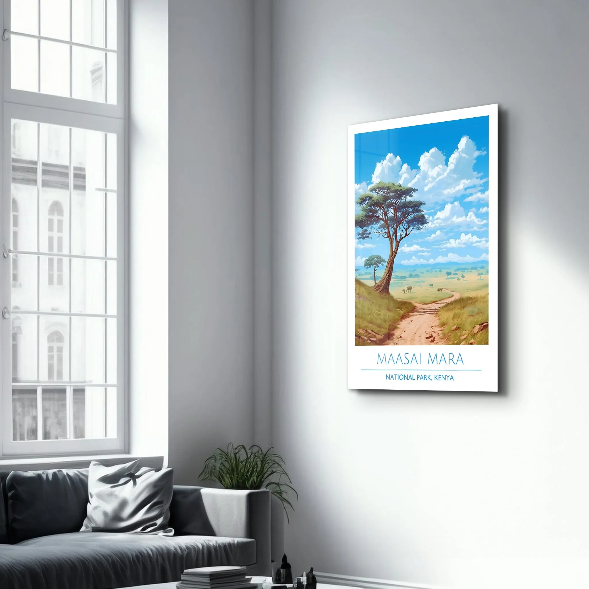 Maasai Mara- National Park Kenya-Travel Posters | Glass Wall Art