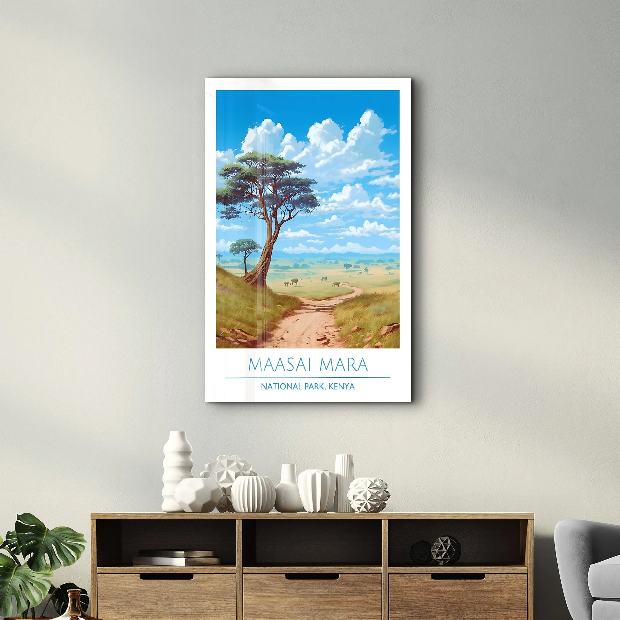 Maasai Mara- National Park Kenya-Travel Posters | Glass Wall Art