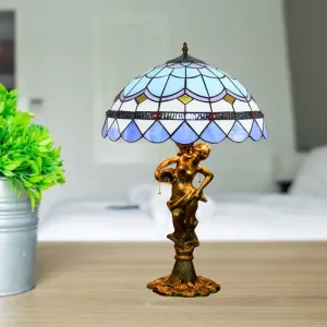 Mediterranean Cone/Dome Pull Chain Night Light with Stunning Glass Table Lighting