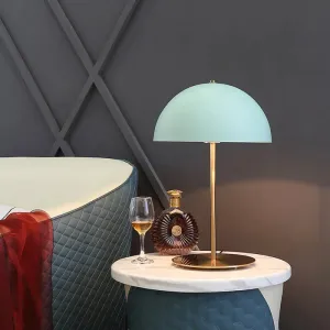 Modern Green Metal Dome Night Table Lamp - Bedroom Nightstand Lighting with 1 Bulb