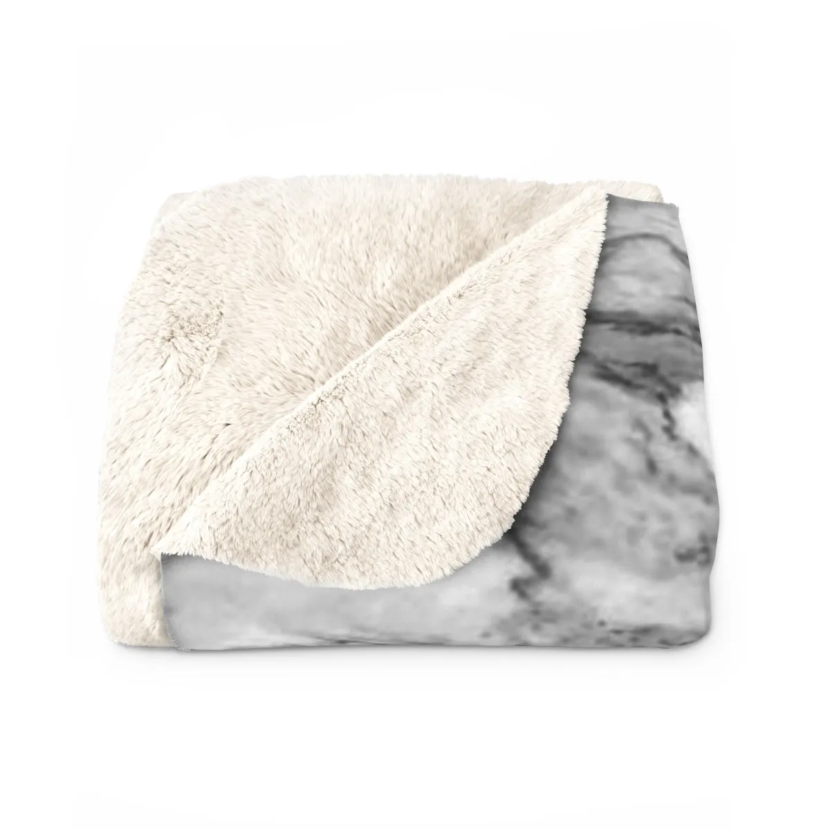 Modern Grey Marble Print Designer Cozy Sherpa Fleece Blanket-Made in USA