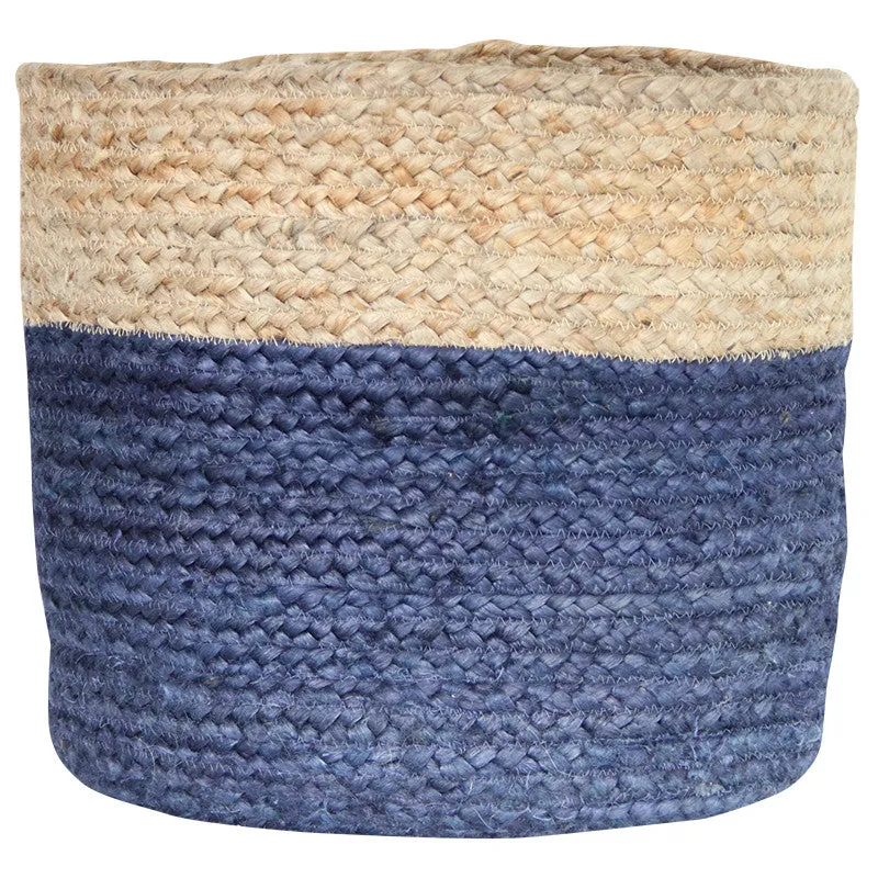 NAVY / NATURAL JUTE BASKET - SMALL