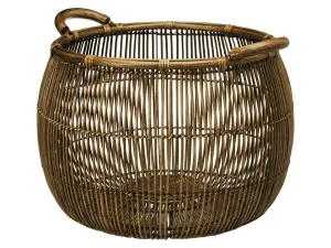 Open Weave Rattan Bulging Basket