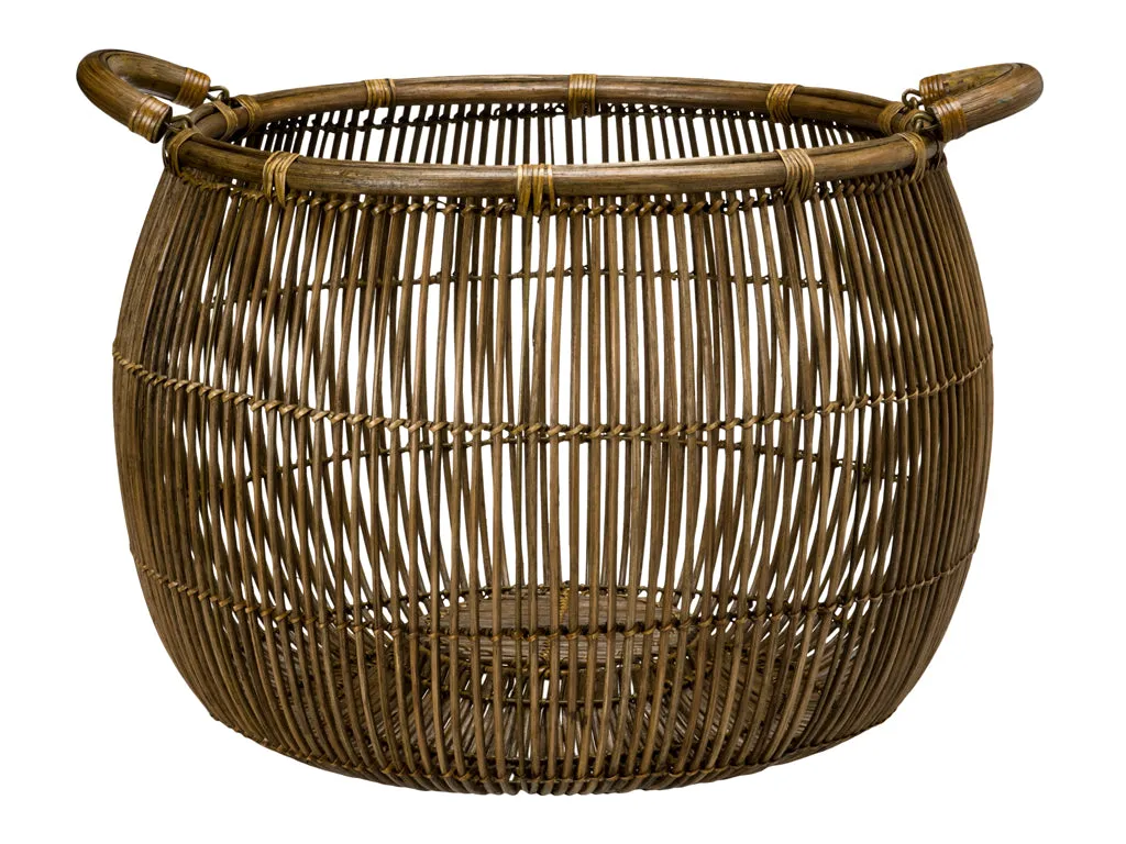 Open Weave Rattan Bulging Basket