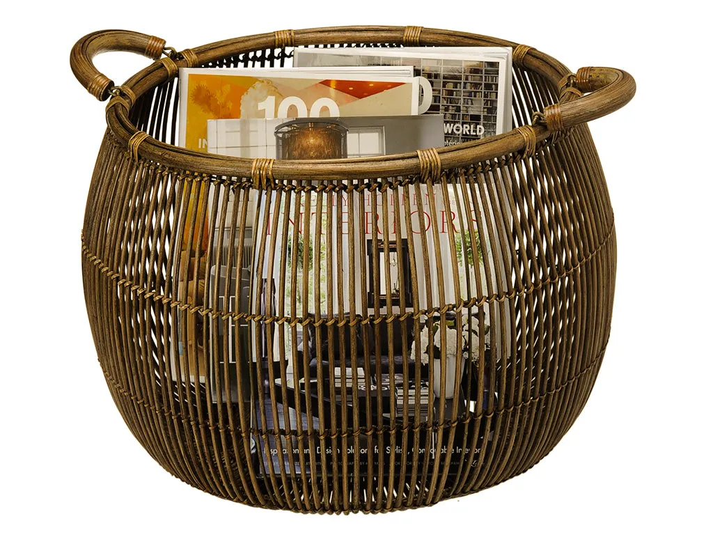 Open Weave Rattan Bulging Basket