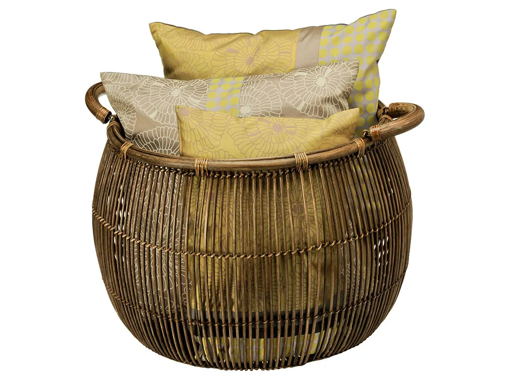 Open Weave Rattan Bulging Basket