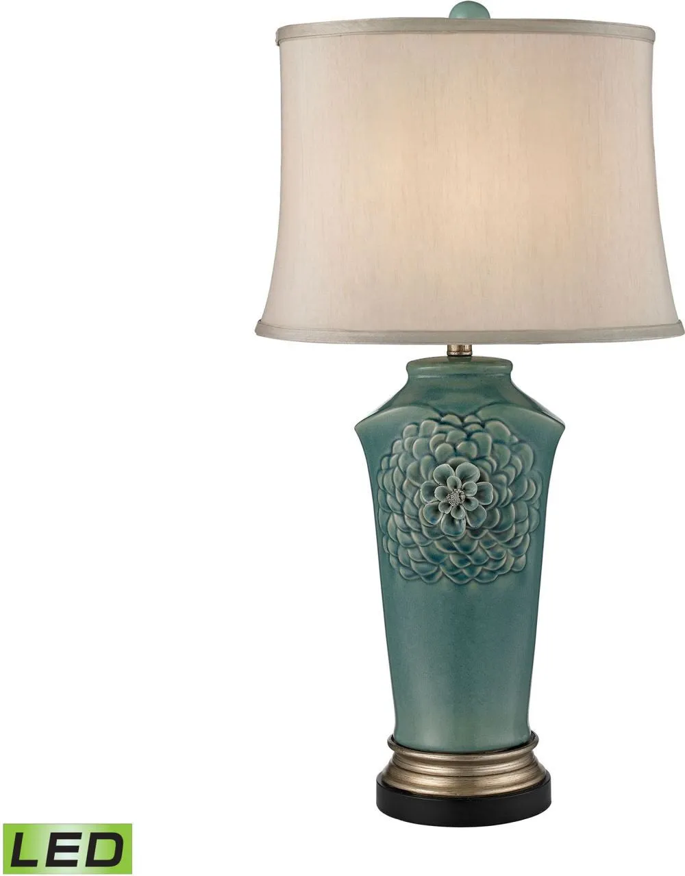 Organic Flowers Led Table Lamp In Seafoam Finish