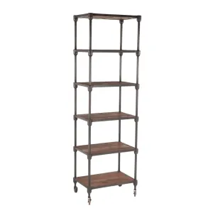 Paxton Rustic Industrial Rolling Bookcase