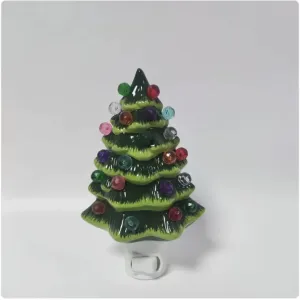 Plug-in Ceramic Christmas Tree Night Lamp