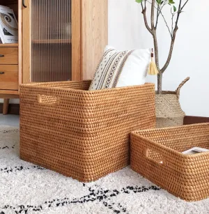 Rectangular Storage Basket for Shelves, Rattan Storage Basket for Kitchen, Storage Baskets for Bathroom, Woven Storage Baskets for Clothes