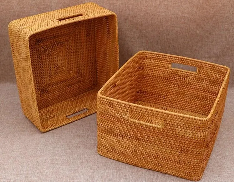 Rectangular Storage Basket for Shelves, Rattan Storage Basket for Kitchen, Storage Baskets for Bathroom, Woven Storage Baskets for Clothes