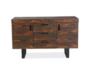 Rustica 150cm Buffet Table Cabinet Solid Pine Wood 3 Drawer 2 Door Black